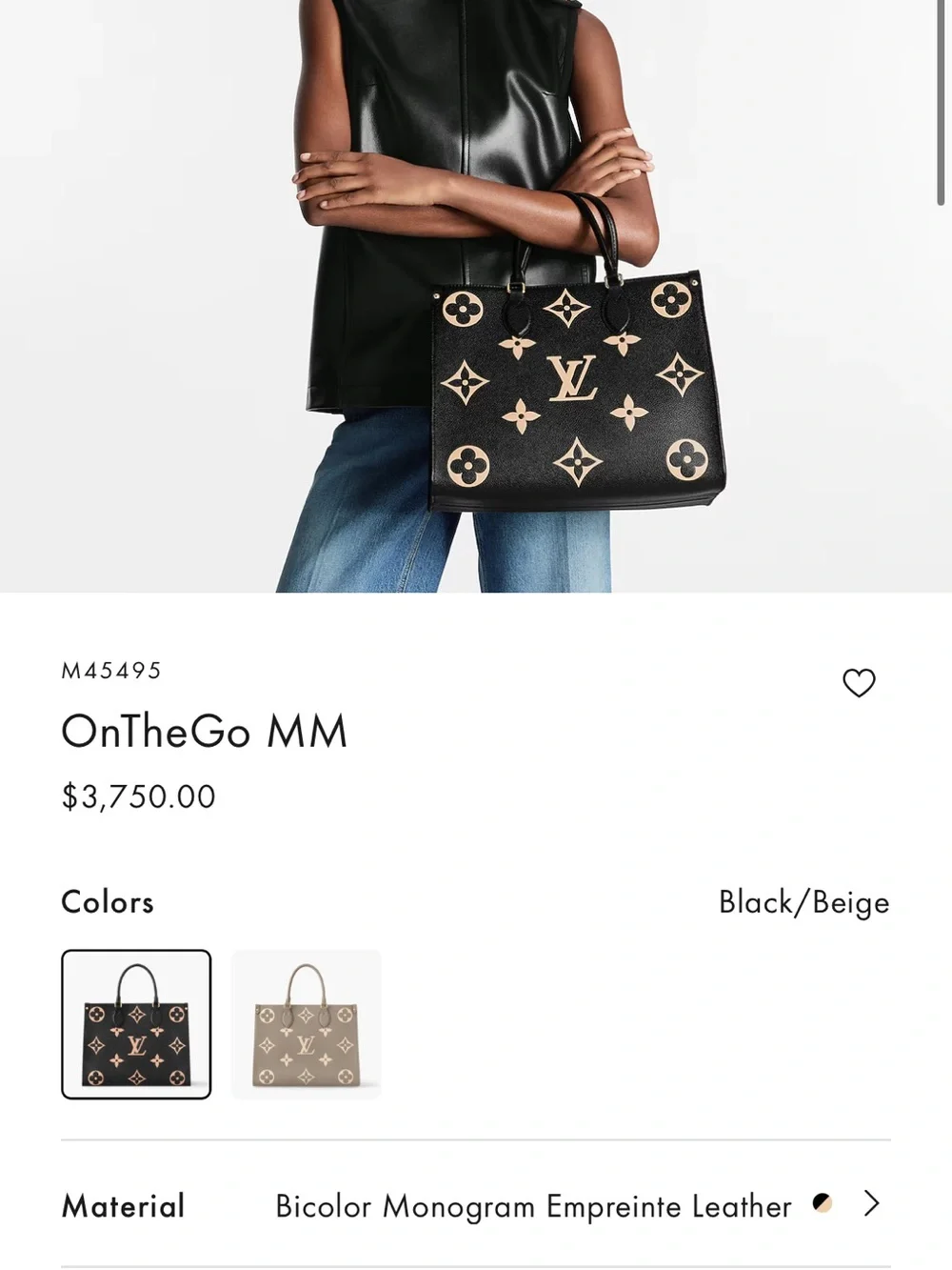 Authentic Louis Vuitton OnTheGo MM Tote — Black/Beige Monogram Empreinte